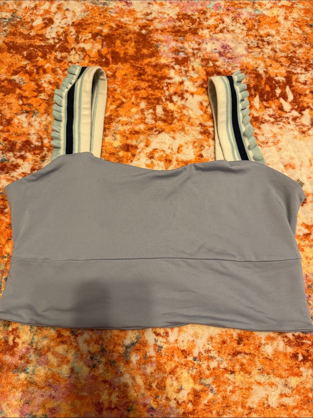 Lilac Crop Tank with Striped Ruffle Straps